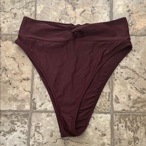 Aerie Burgundy High-Waisted Bikini Bottom